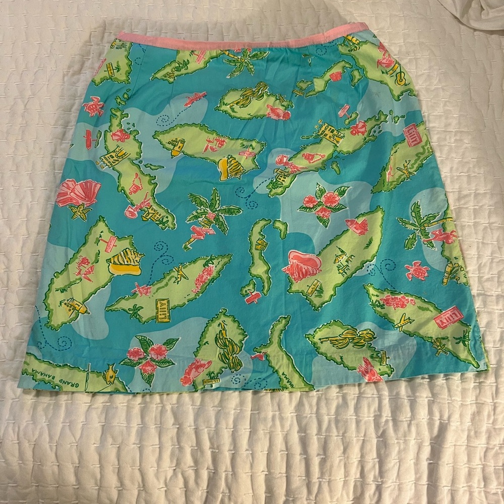 Lilly Pulitzer Blue World Green Pencil Skirt